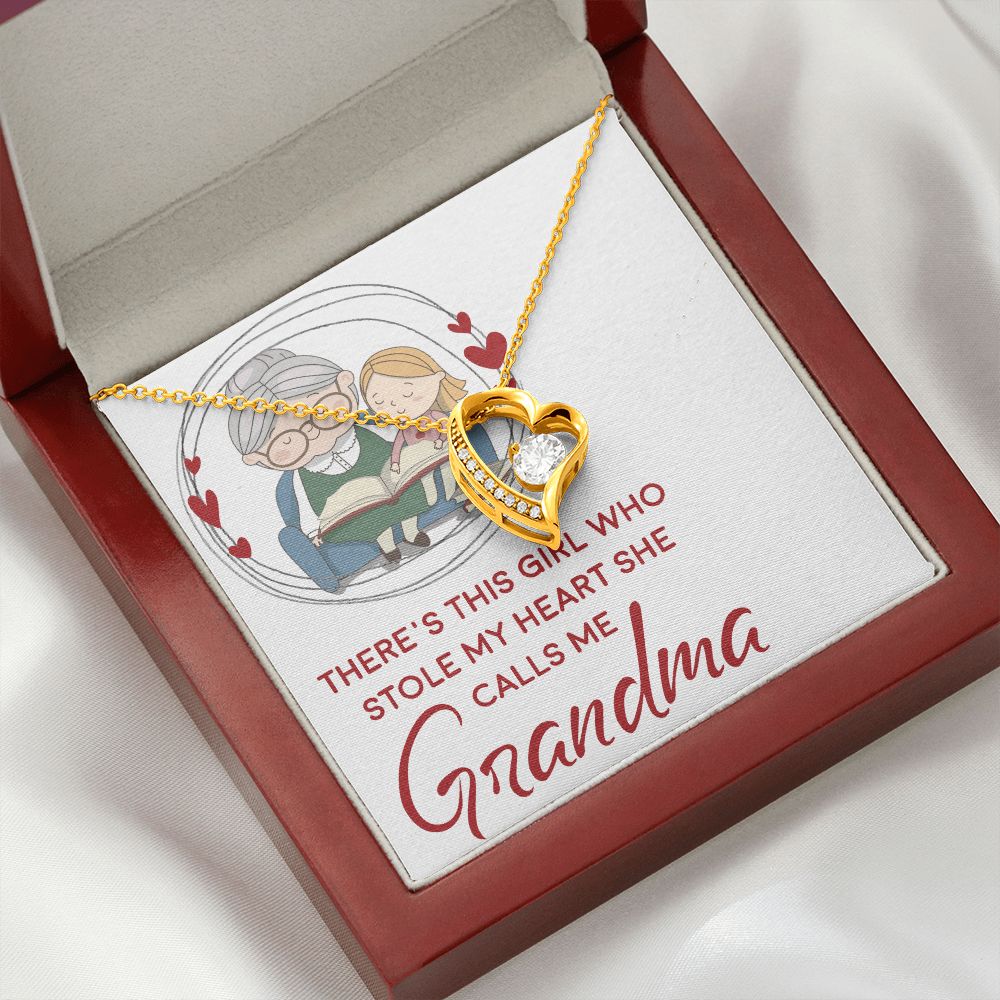 Girl Stole My Haert Calls Me Grandma Forever Necklace w Message Card-Express Your Love Gifts