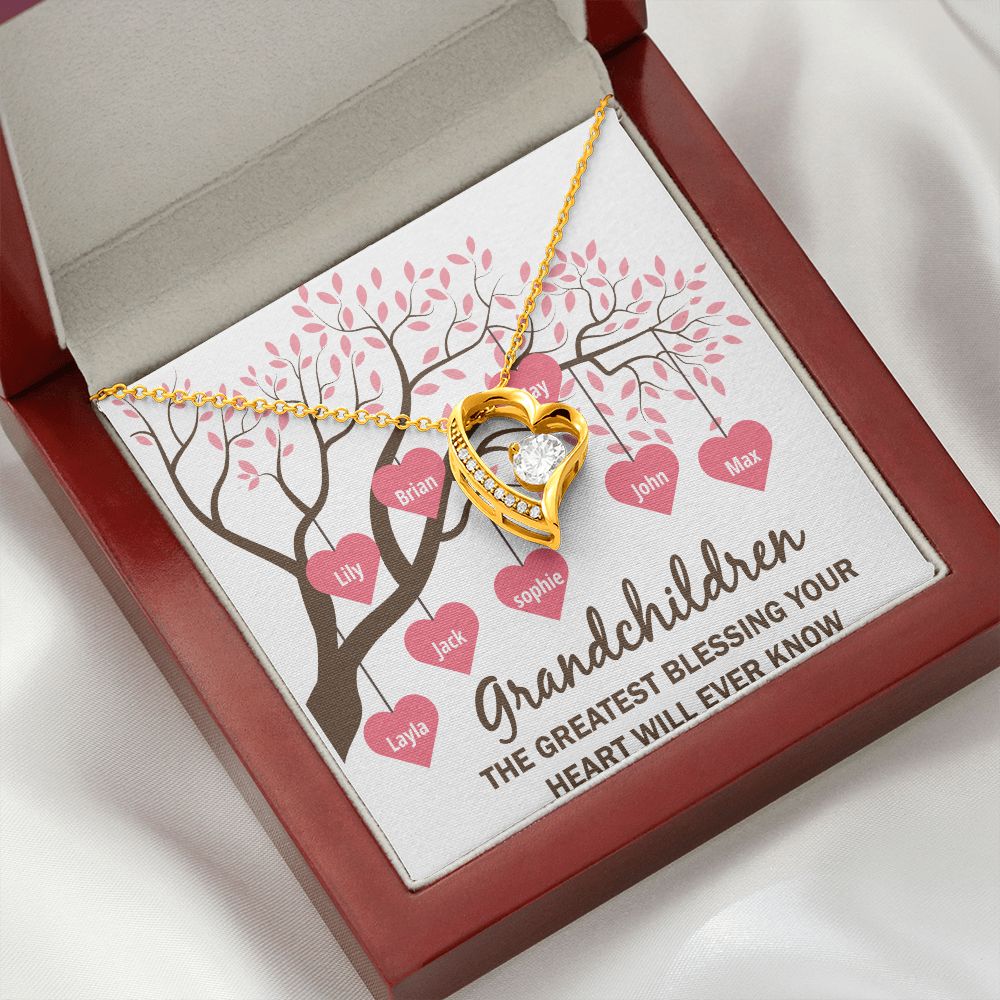 Grandchildren the Greatest Blessing Forever Necklace w Message Card-Express Your Love Gifts