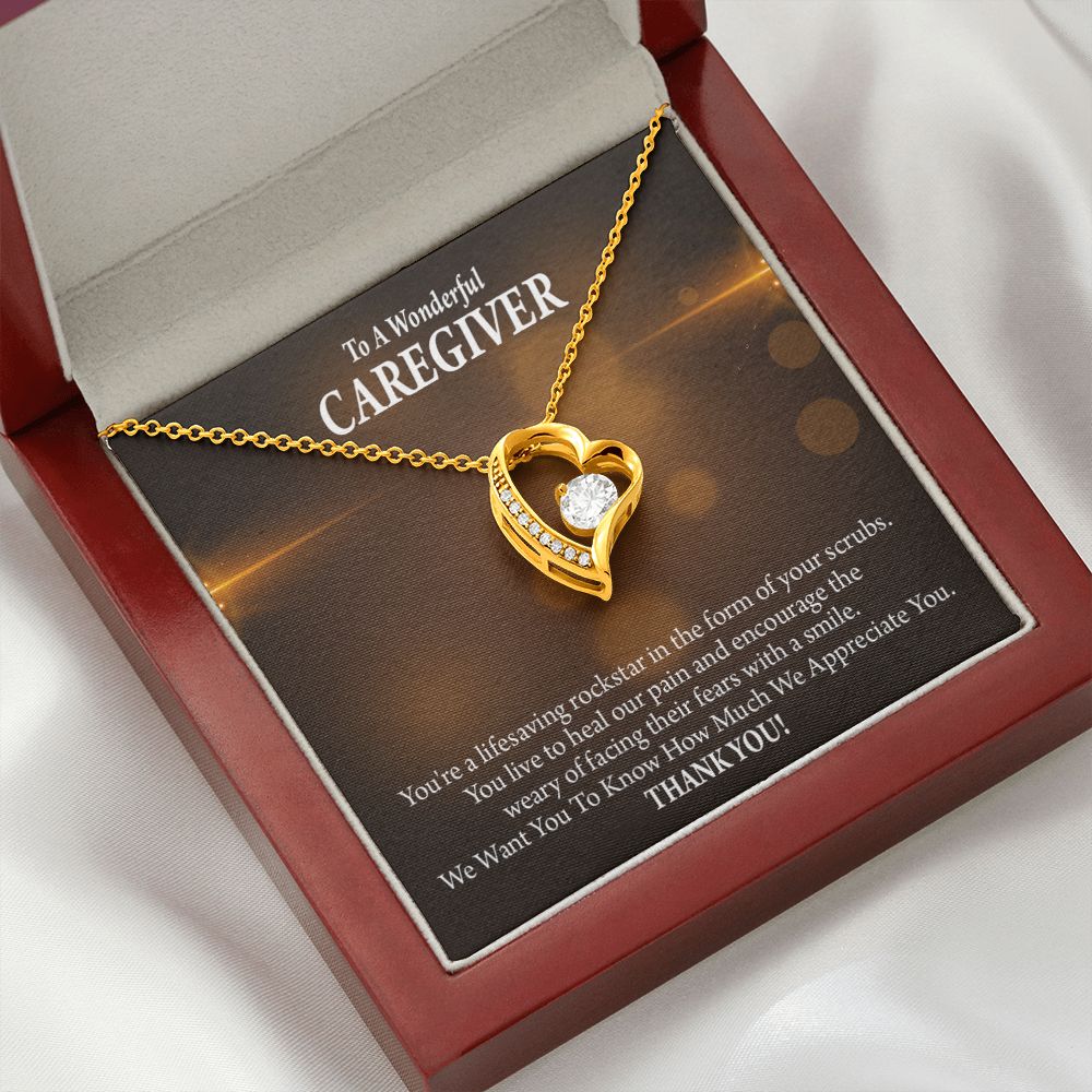 Rockstar Caregiver Forever Necklace w Message Card-Express Your Love Gifts
