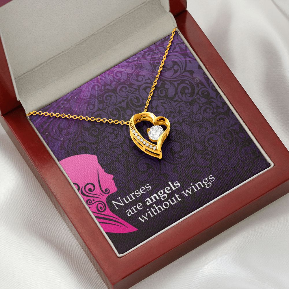Nurses are Angels Forever Necklace w Message Card-Express Your Love Gifts