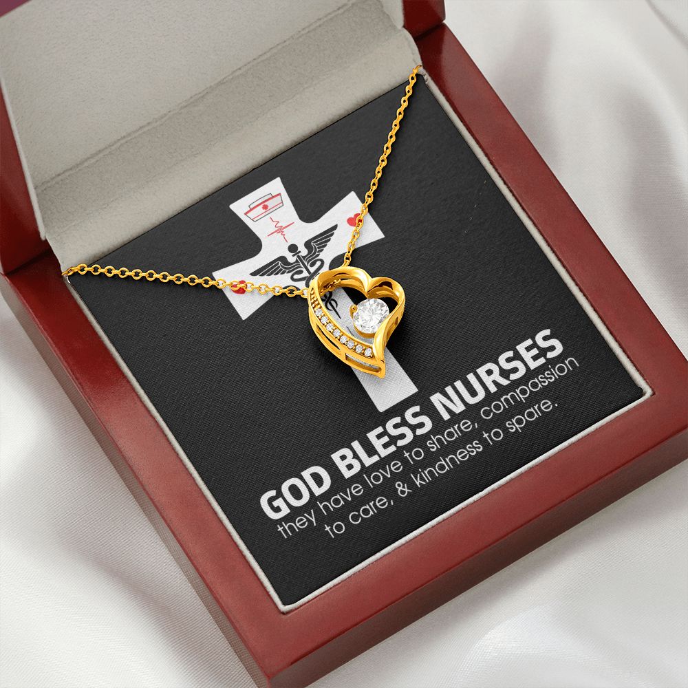 God Bless Nurses Forever Necklace w Message Card-Express Your Love Gifts