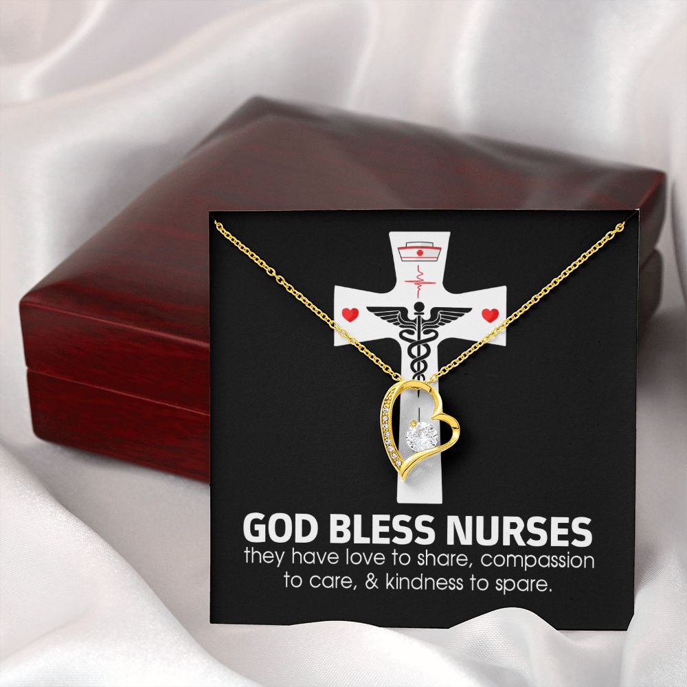God Bless Nurses Forever Necklace w Message Card-Express Your Love Gifts