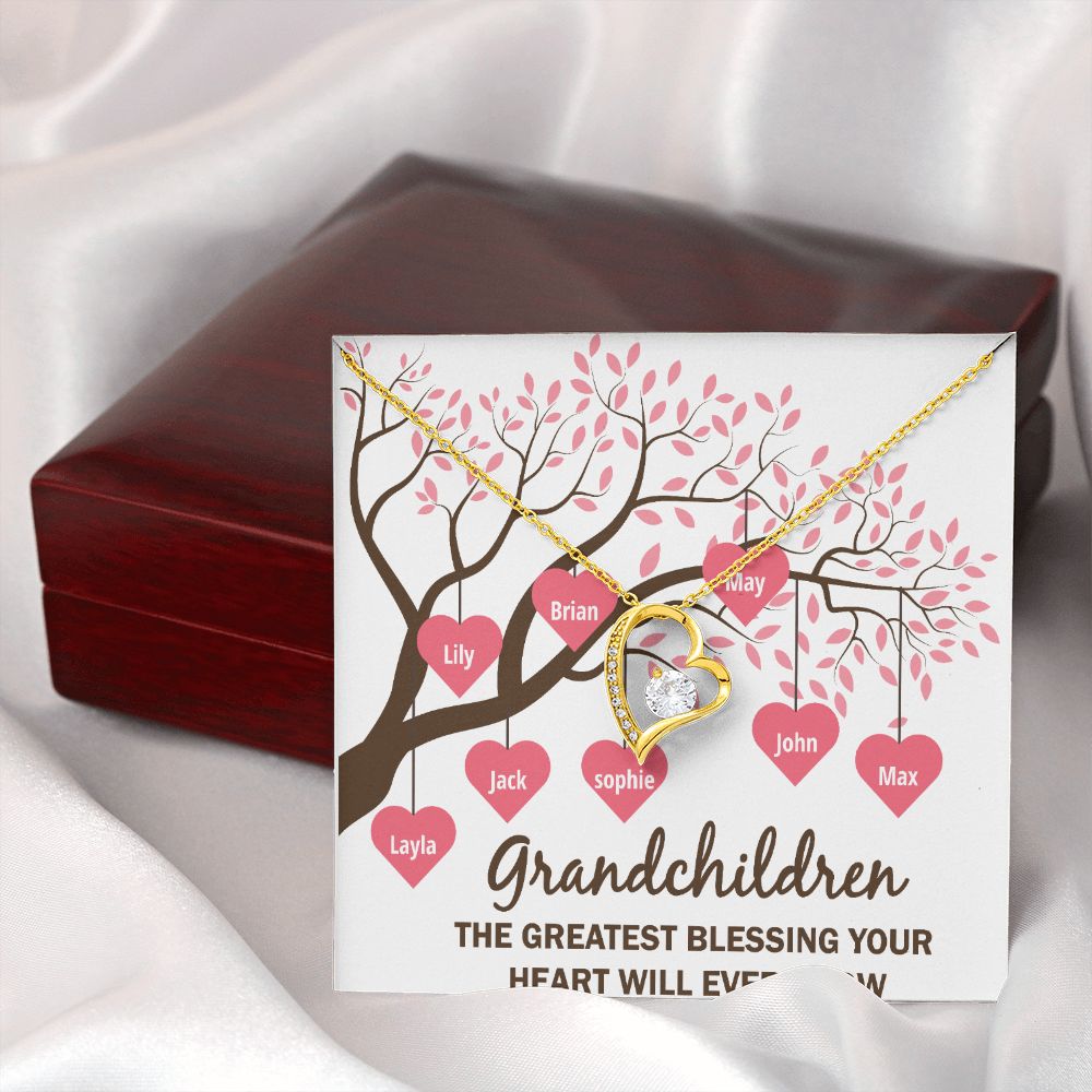 Grandchildren the Greatest Blessing Forever Necklace w Message Card-Express Your Love Gifts
