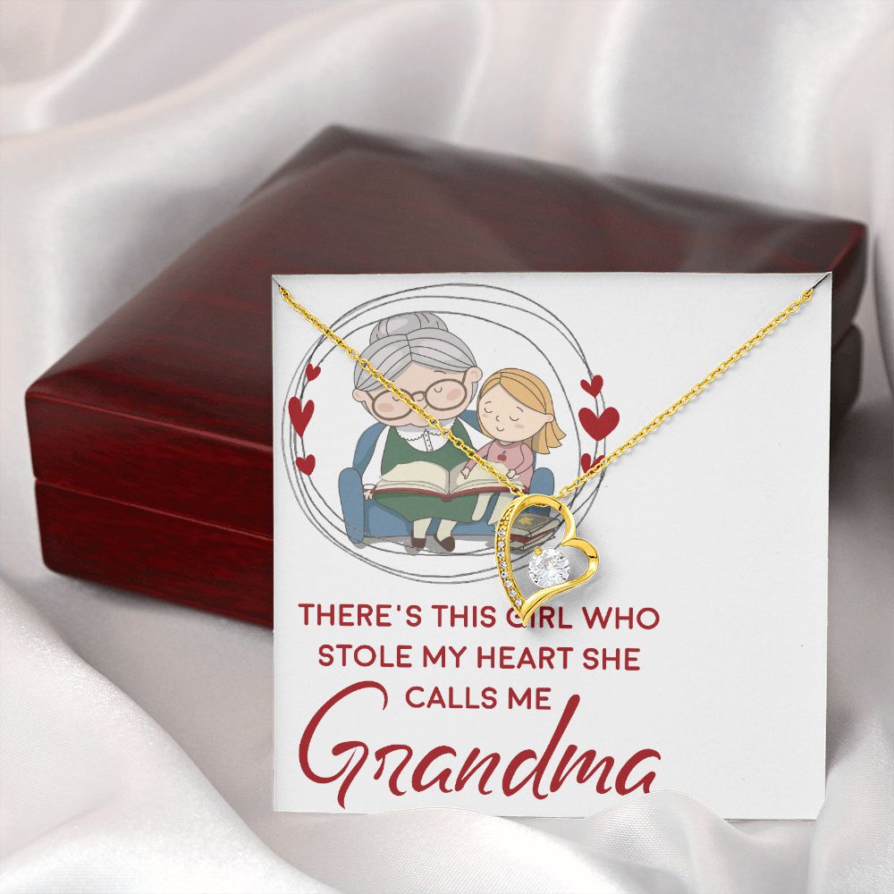 Girl Stole My Haert Calls Me Grandma Forever Necklace w Message Card-Express Your Love Gifts