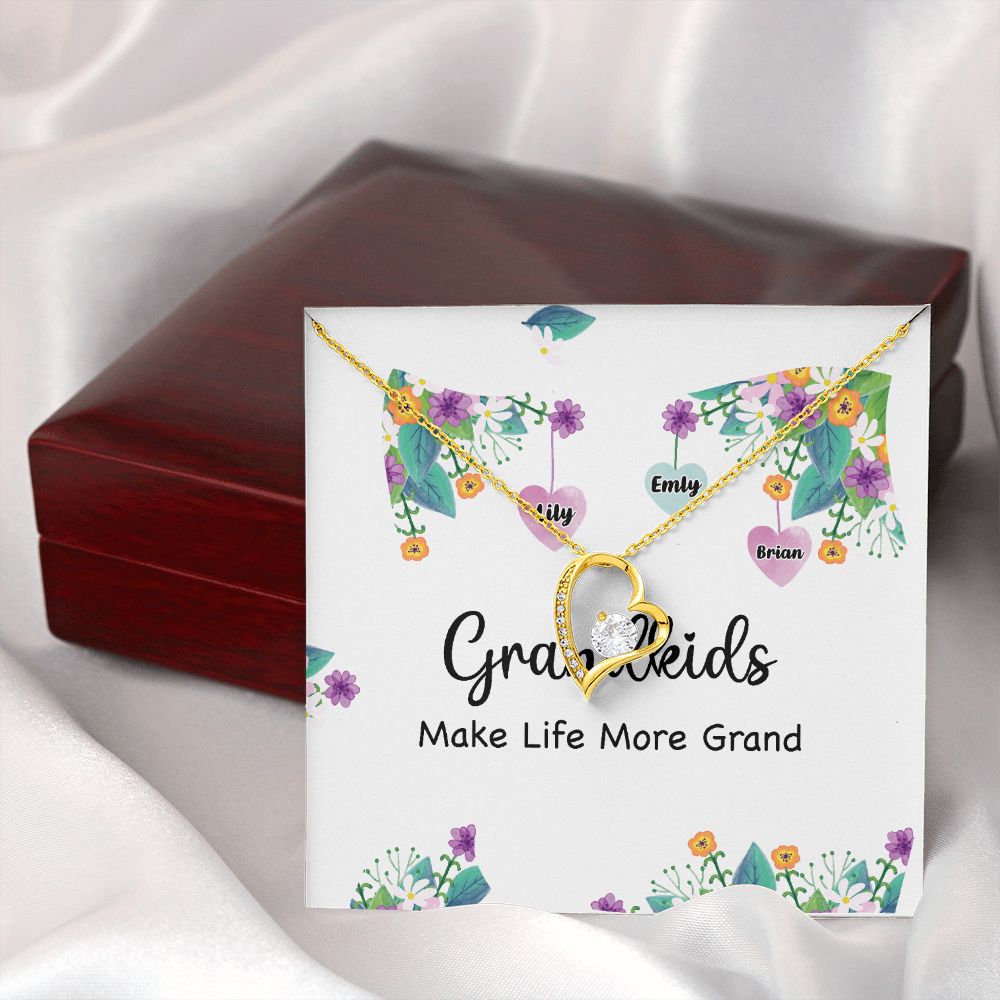 Grandkids Make Life More Grand Forever Necklace w Message Card-Express Your Love Gifts