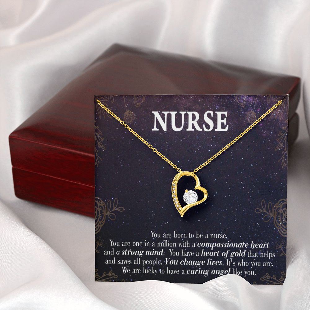 Caring Angel Nurse Forever Necklace w Message Card-Express Your Love Gifts