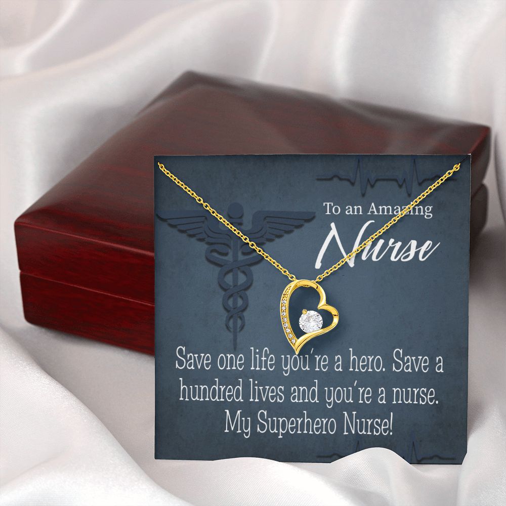 My Superhero Nurse! Forever Necklace w Message Card-Express Your Love Gifts