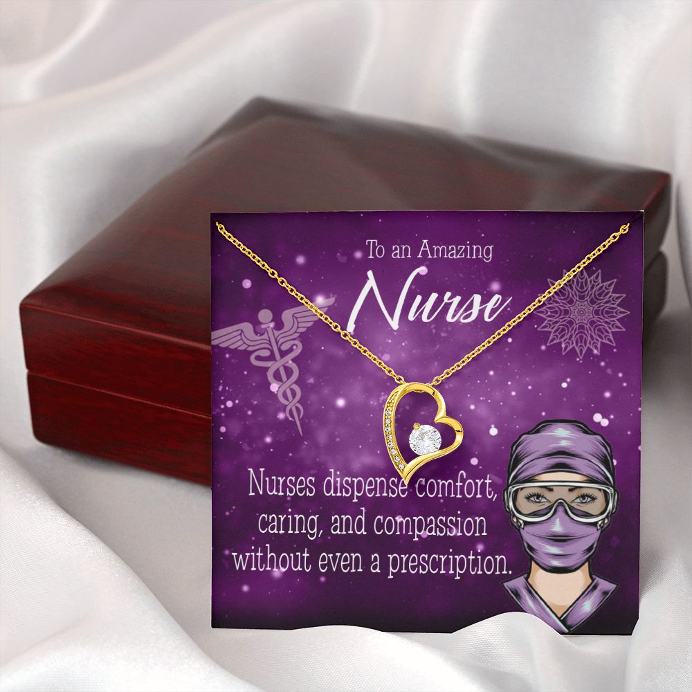 Nurse RN Caduceus Forever Necklace w Message Card-Express Your Love Gifts