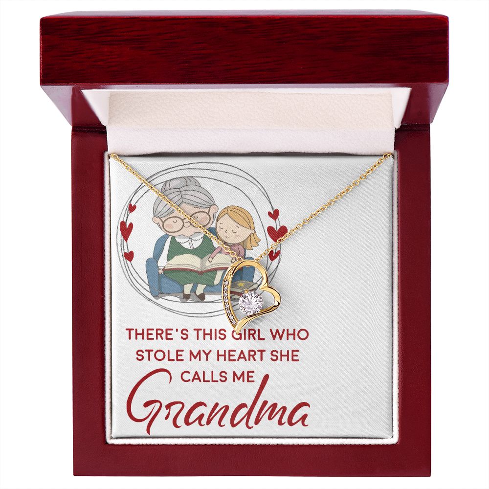 Girl Stole My Haert Calls Me Grandma Forever Necklace w Message Card-Express Your Love Gifts
