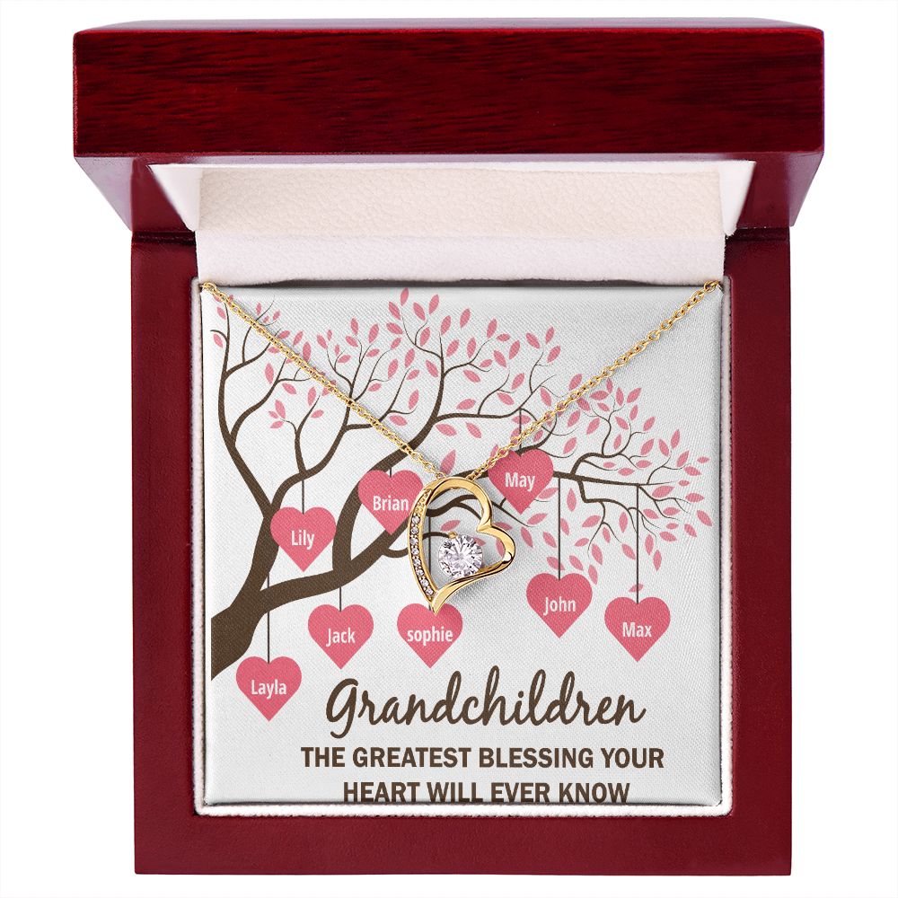 Grandchildren the Greatest Blessing Forever Necklace w Message Card-Express Your Love Gifts