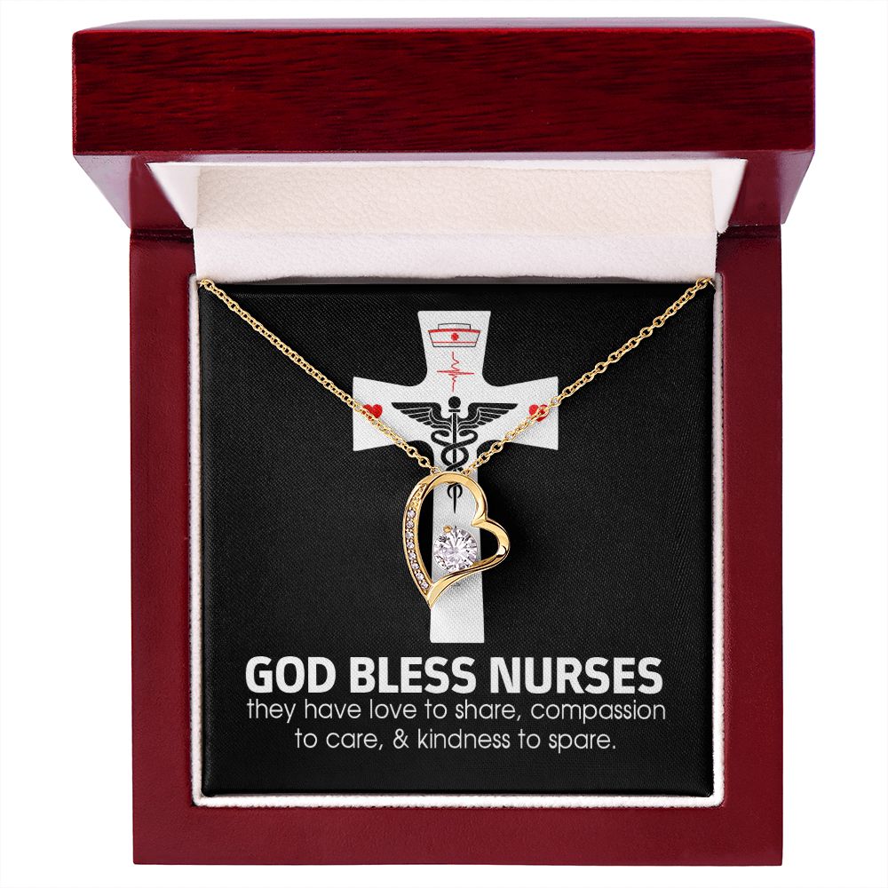 God Bless Nurses Forever Necklace w Message Card-Express Your Love Gifts
