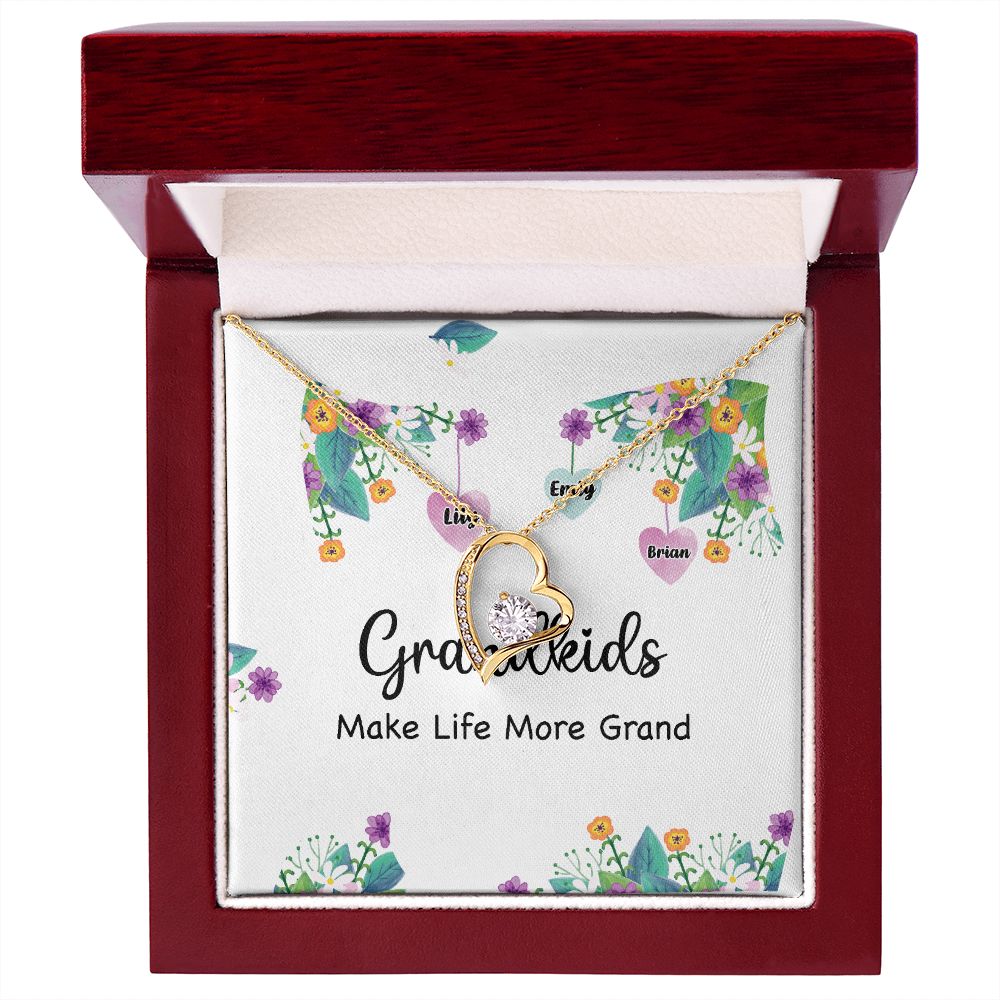 Grandkids Make Life More Grand Forever Necklace w Message Card-Express Your Love Gifts