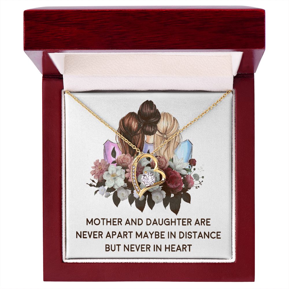 Mother and Daughter Never Apart Forever Necklace w Message Card-Express Your Love Gifts
