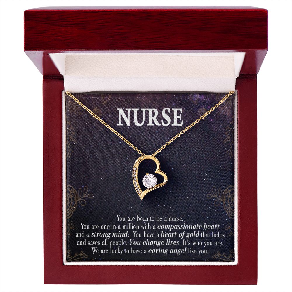 Caring Angel Nurse Forever Necklace w Message Card-Express Your Love Gifts