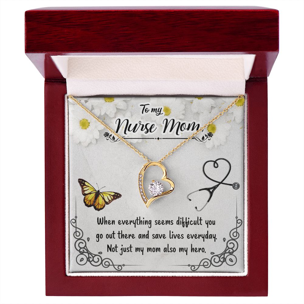 To my Nurse Mom When Everything Forever Necklace w Message Card-Express Your Love Gifts