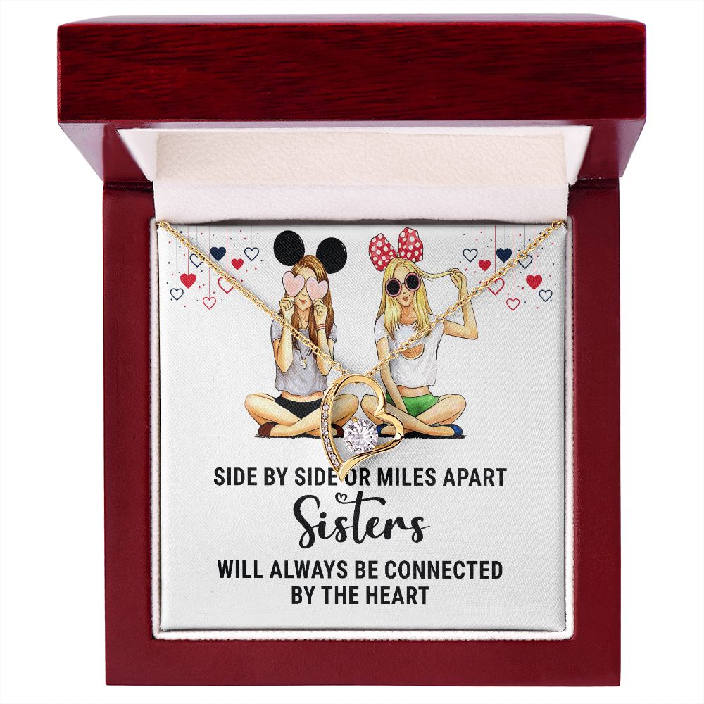 Sisters Connected by The Heart Forever Necklace w Message Card-Express Your Love Gifts