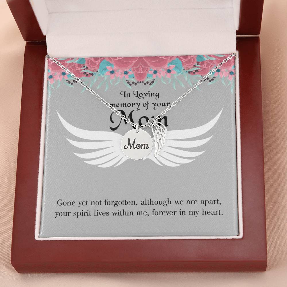 Gone Not Forgotten Mom Remembrance Necklace Angel Wing Charm, Stainless Steel 18-22'' Chain-Express Your Love Gifts