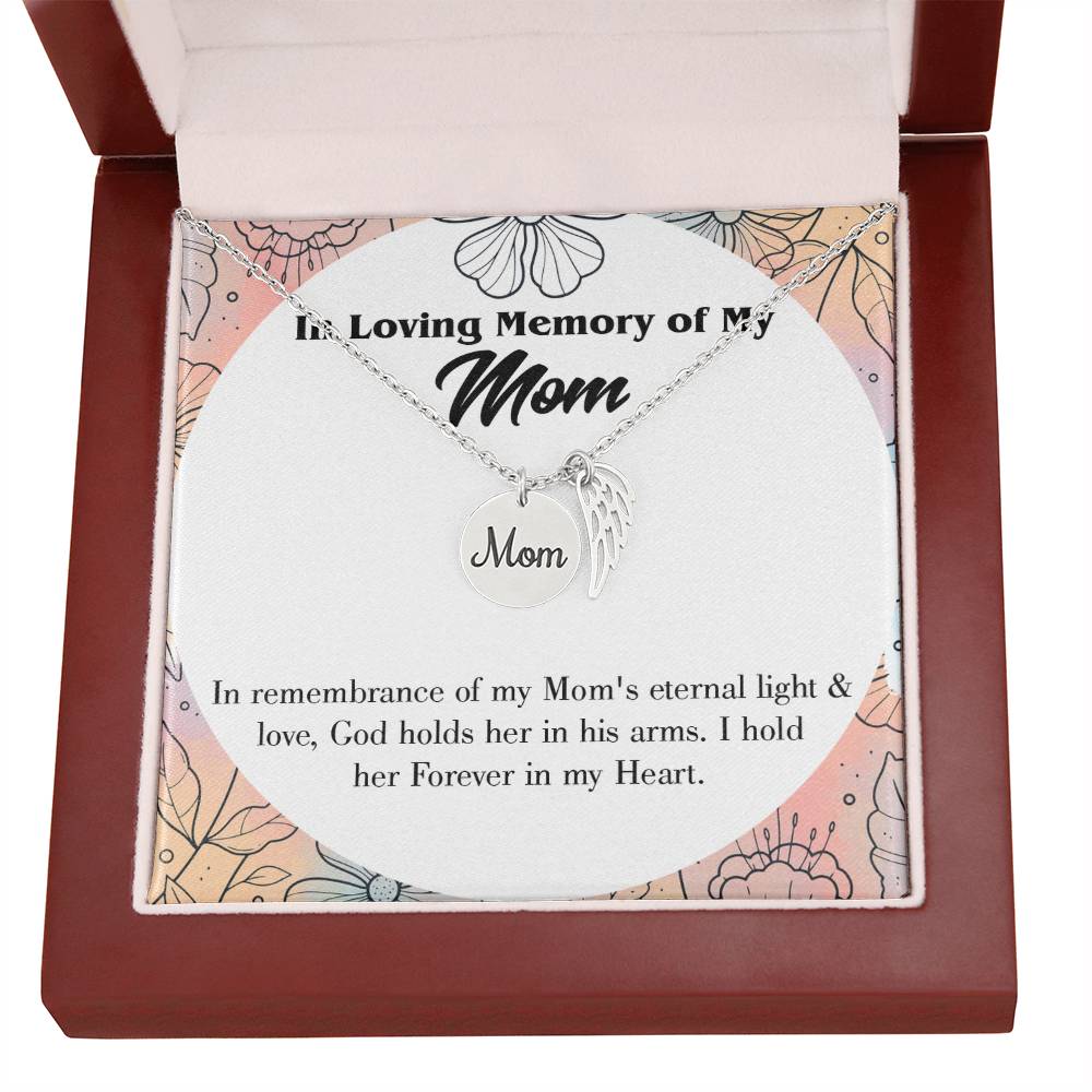 Eternal Light And Love Mom Remembrance Necklace Angel Wing Charm, Stainless Steel 18-22'' Chain-Express Your Love Gifts