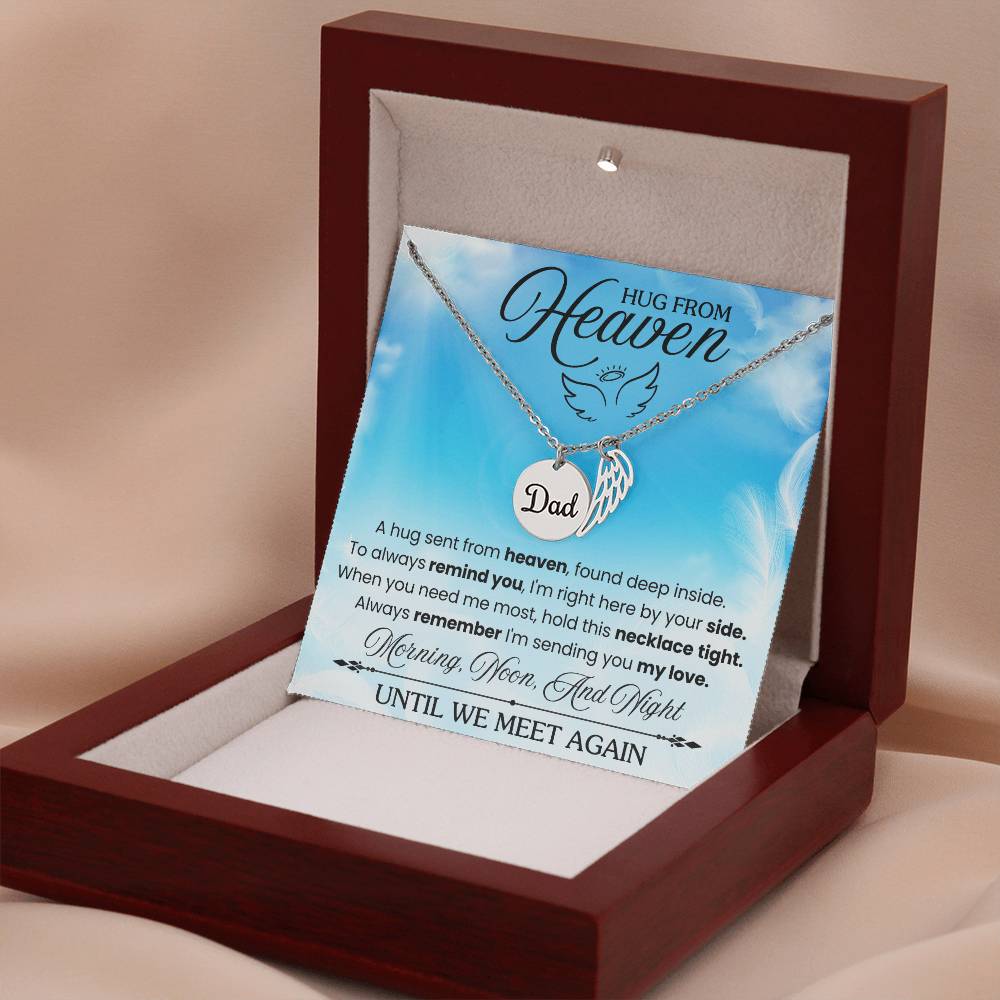 Until We Meet Again Remembrance Necklace for Dad Angel Wing Charm Stainless Steel or 18k Gold Finish-Express Your Love Gifts