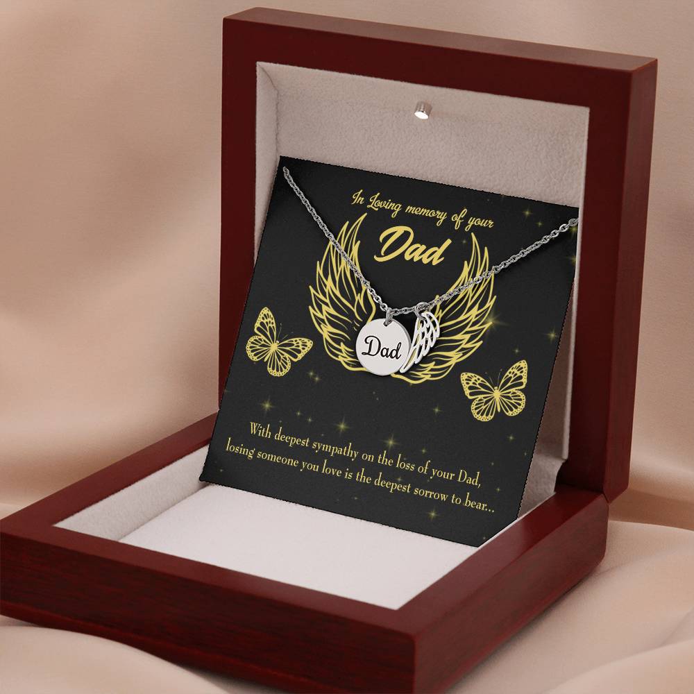 Losing Someone Remembrance Necklace for Dad Angel Wing Charm Stainless Steel or 18k Gold Finish-Express Your Love Gifts
