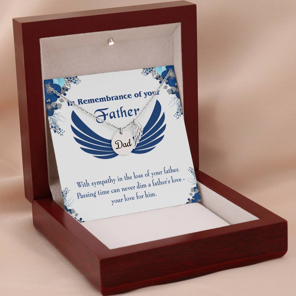 Your Love for Him Remembrance Necklace for Dad Angel Wing Charm Stainless Steel or 18k Gold Finish-Express Your Love Gifts