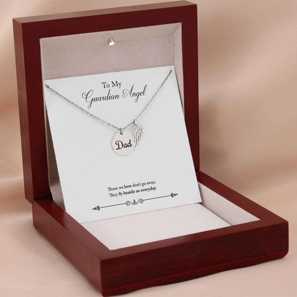 Guardian Angel Remembrance Remembrance Necklace for Dad Angel Wing Charm Stainless Steel or 18k Gold Finish-Express Your Love Gifts