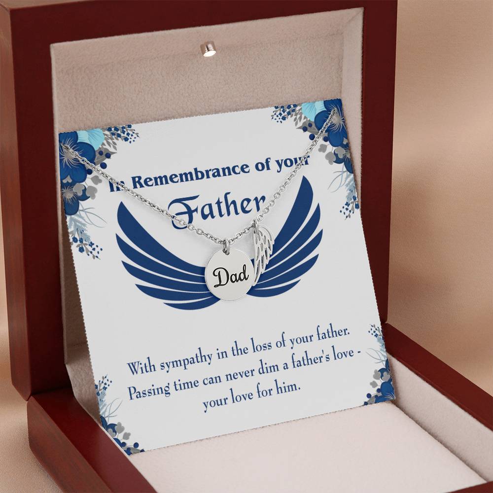 Your Love for Him Remembrance Necklace for Dad Angel Wing Charm Stainless Steel or 18k Gold Finish-Express Your Love Gifts