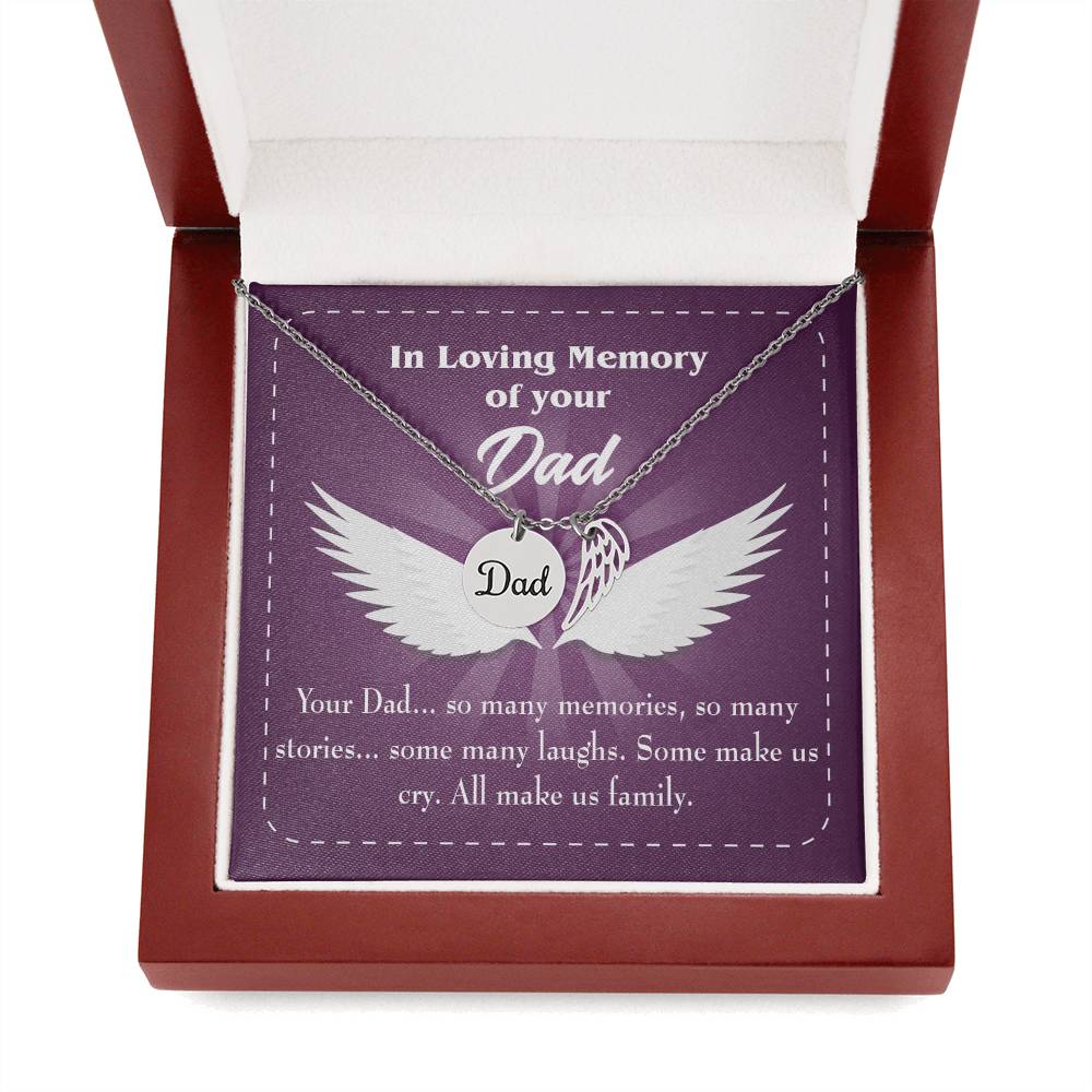 Your Dad Remembrance Necklace for Dad Angel Wing Charm Stainless Steel or 18k Gold Finish-Express Your Love Gifts