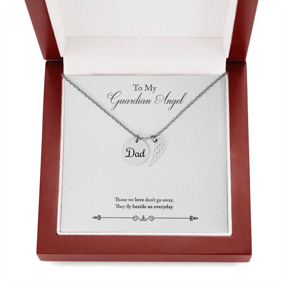 Guardian Angel Remembrance Remembrance Necklace for Dad Angel Wing Charm Stainless Steel or 18k Gold Finish-Express Your Love Gifts