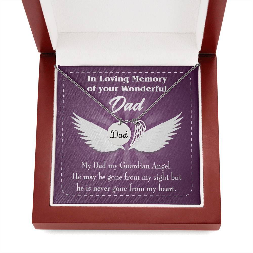 My Dad My Guardian Remembrance Necklace for Dad Angel Wing Charm Stainless Steel or 18k Gold Finish-Express Your Love Gifts