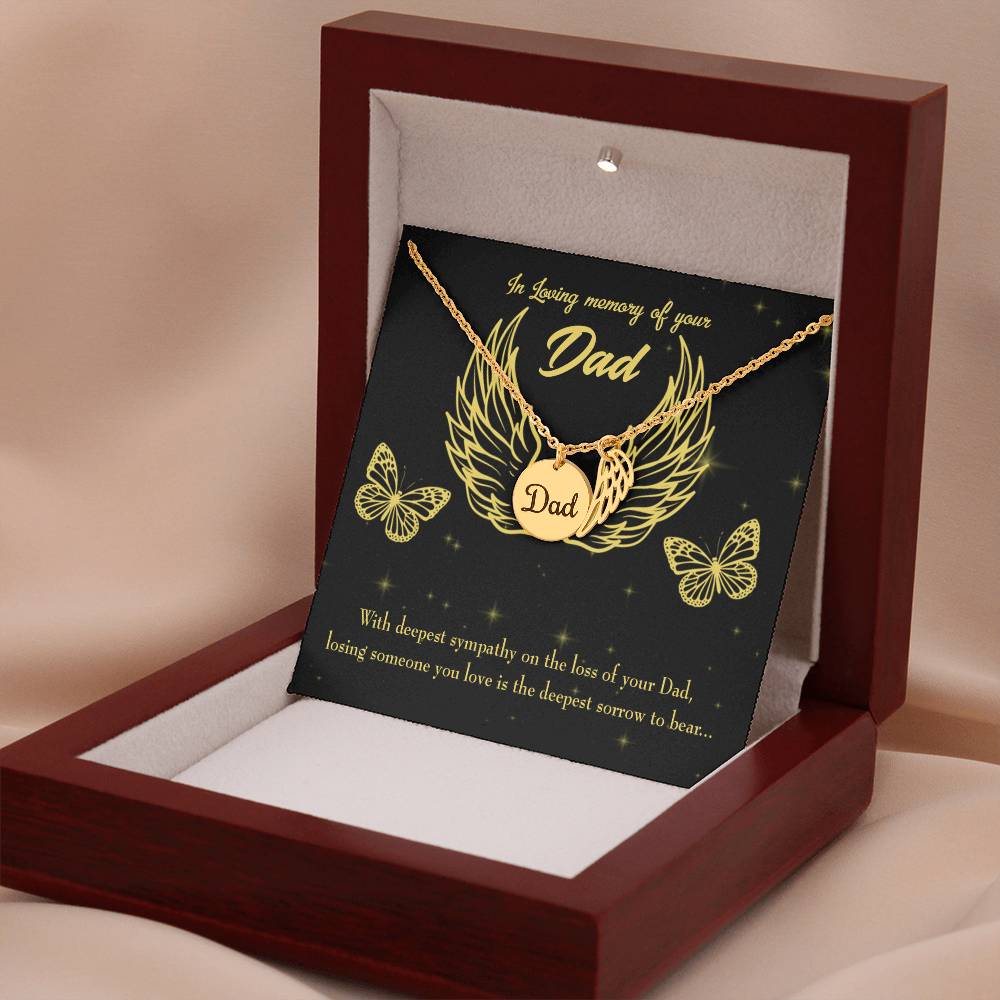Losing Someone Remembrance Necklace for Dad Angel Wing Charm Stainless Steel or 18k Gold Finish-Express Your Love Gifts