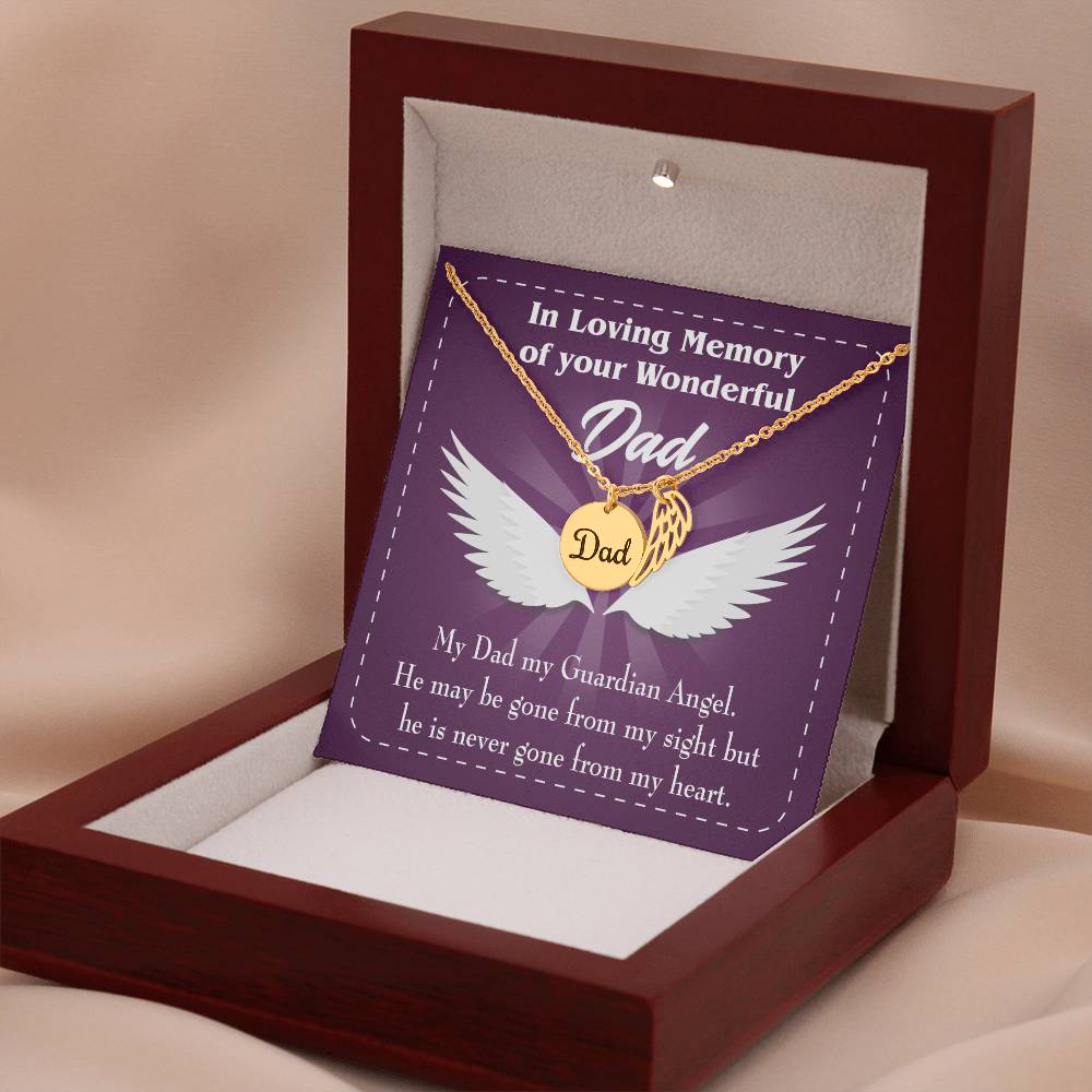 My Dad My Guardian Remembrance Necklace for Dad Angel Wing Charm Stainless Steel or 18k Gold Finish-Express Your Love Gifts