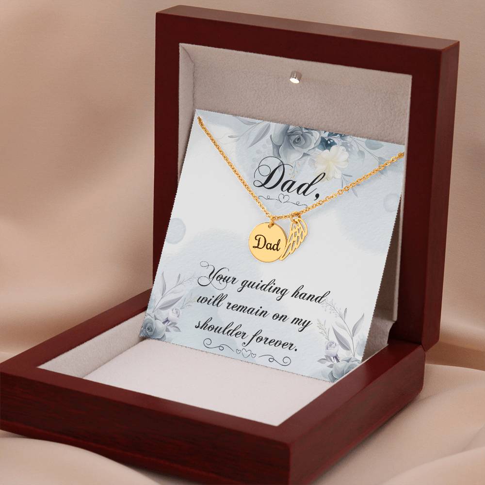 Your Guiding Hand Remembrance Necklace For Dad Angel Wing Charm Stainless Steel or 18k Gold Finish-Express Your Love Gifts