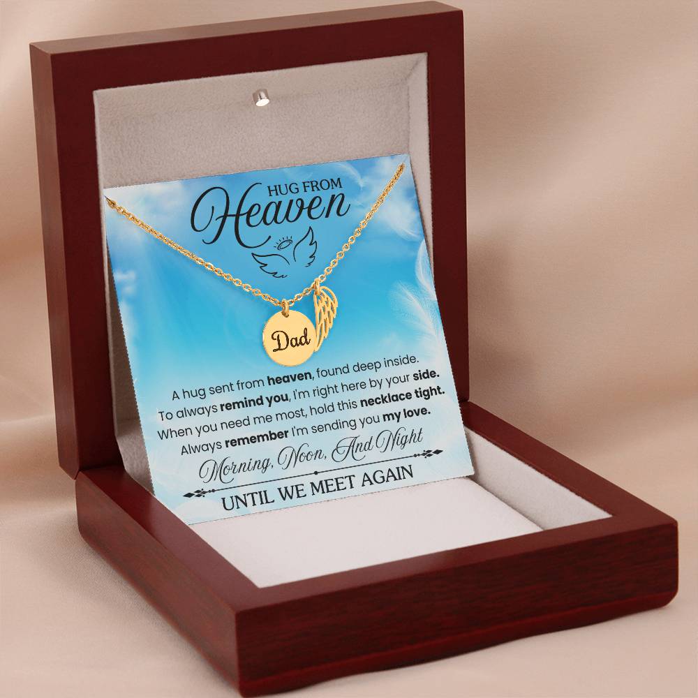 Until We Meet Again Remembrance Necklace for Dad Angel Wing Charm Stainless Steel or 18k Gold Finish-Express Your Love Gifts