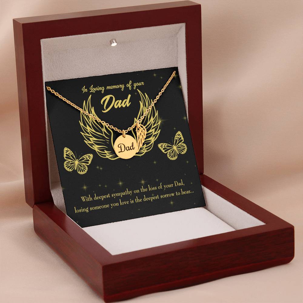 Losing Someone Remembrance Necklace for Dad Angel Wing Charm Stainless Steel or 18k Gold Finish-Express Your Love Gifts