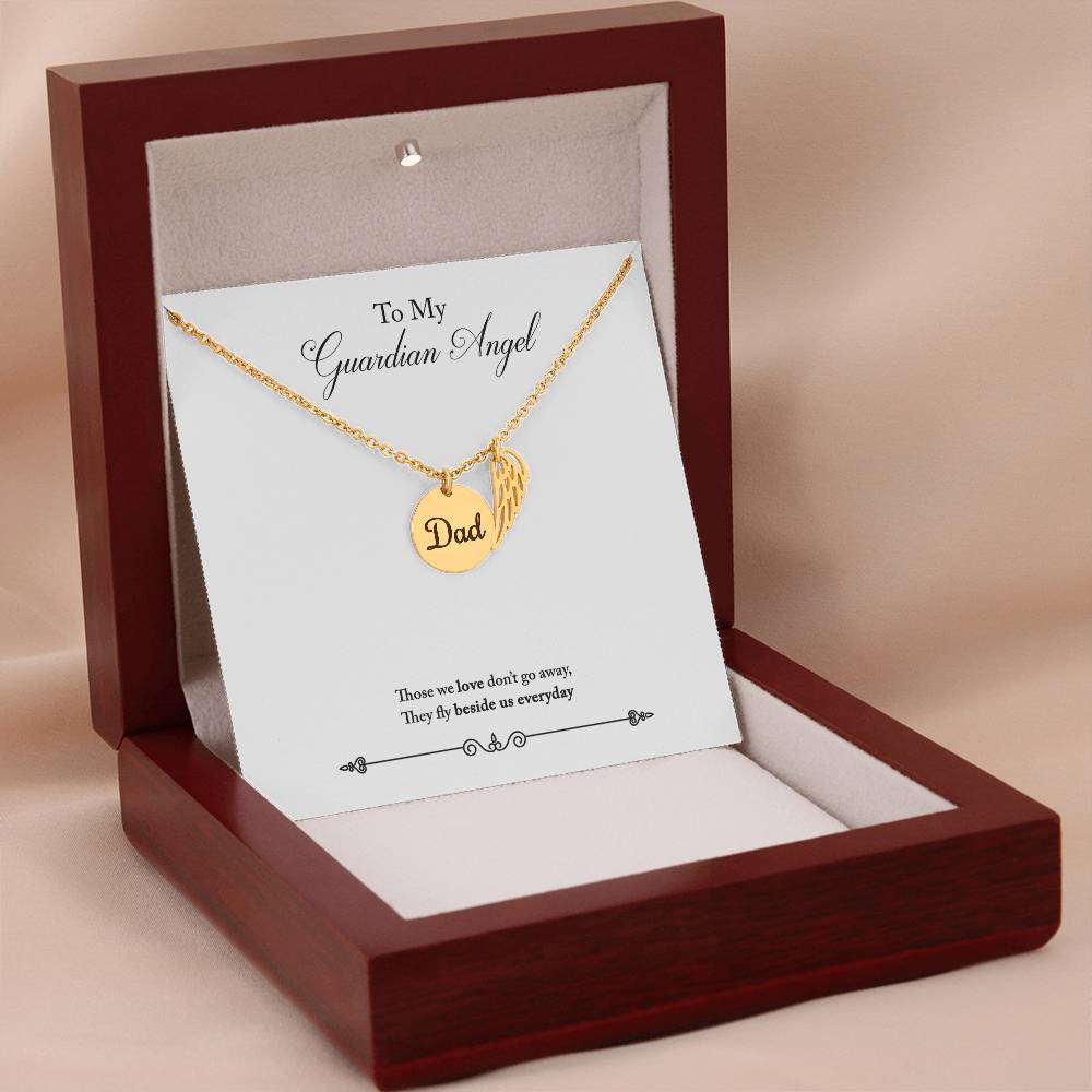 Guardian Angel Remembrance Remembrance Necklace for Dad Angel Wing Charm Stainless Steel or 18k Gold Finish-Express Your Love Gifts
