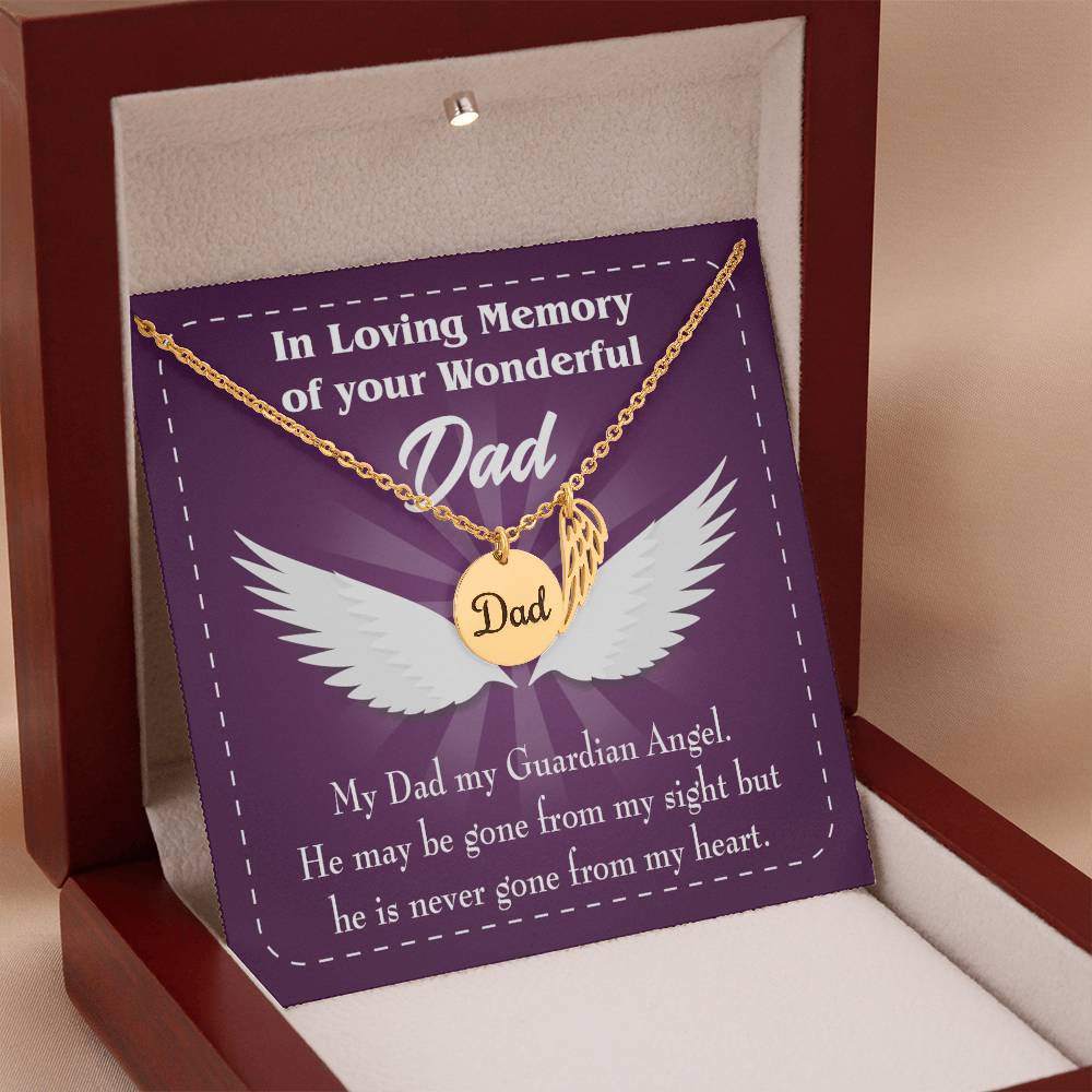 My Dad My Guardian Remembrance Necklace for Dad Angel Wing Charm Stainless Steel or 18k Gold Finish-Express Your Love Gifts