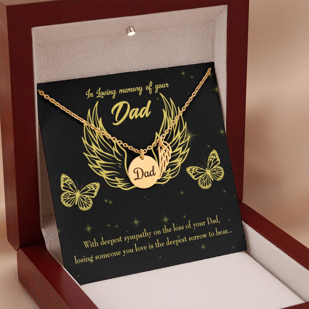 Losing Someone Remembrance Necklace for Dad Angel Wing Charm Stainless Steel or 18k Gold Finish-Express Your Love Gifts