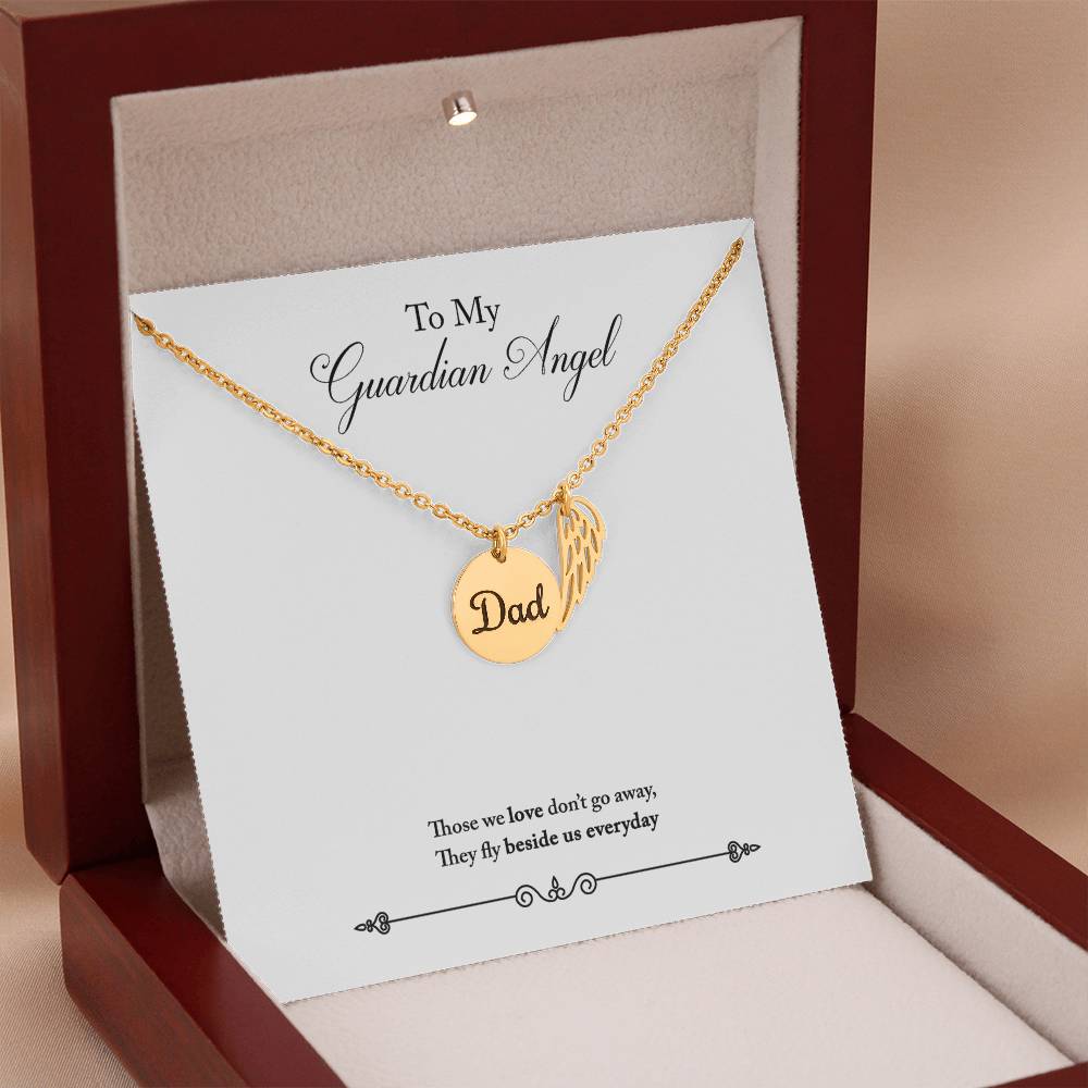 Guardian Angel Remembrance Remembrance Necklace for Dad Angel Wing Charm Stainless Steel or 18k Gold Finish-Express Your Love Gifts