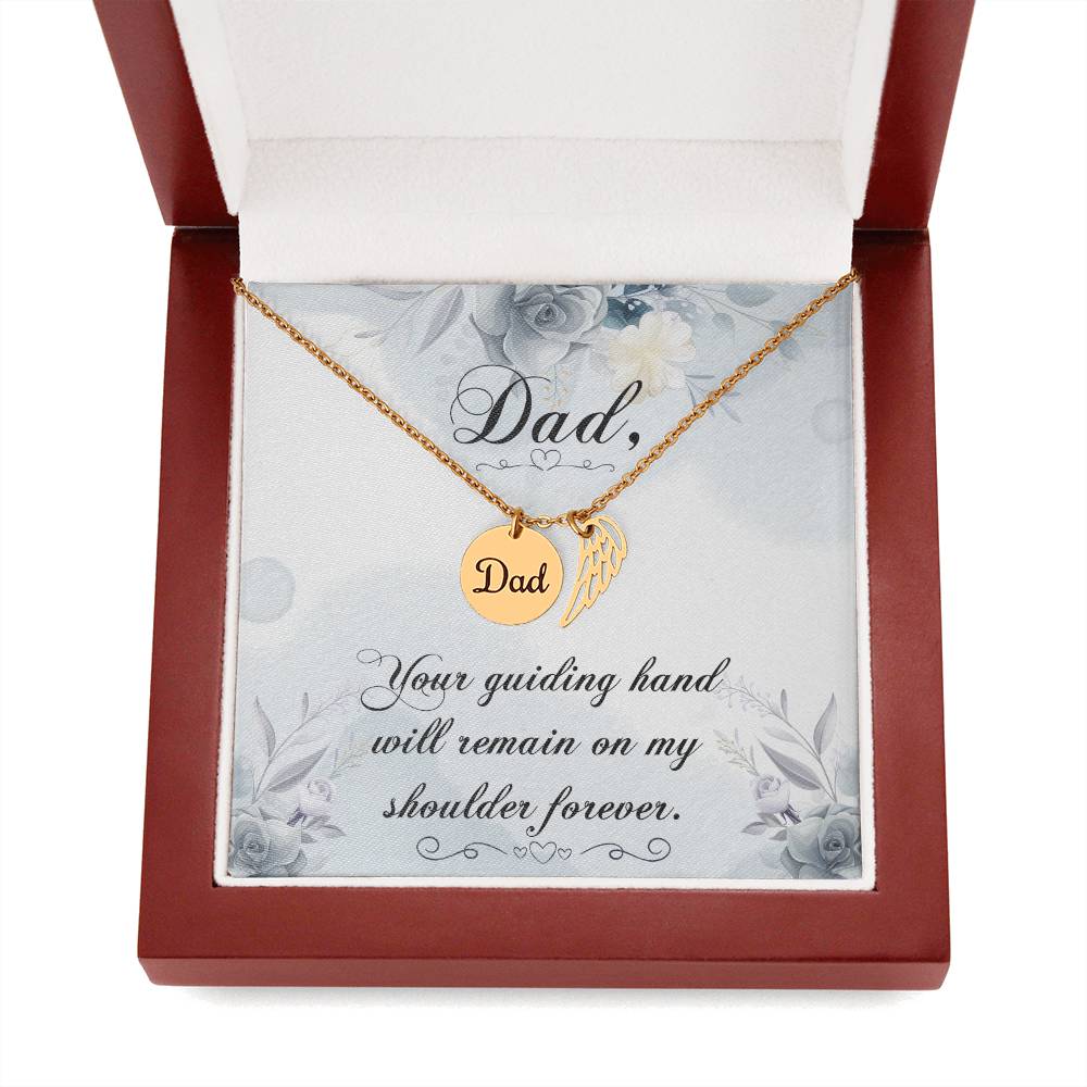 Your Guiding Hand Remembrance Necklace For Dad Angel Wing Charm Stainless Steel or 18k Gold Finish-Express Your Love Gifts