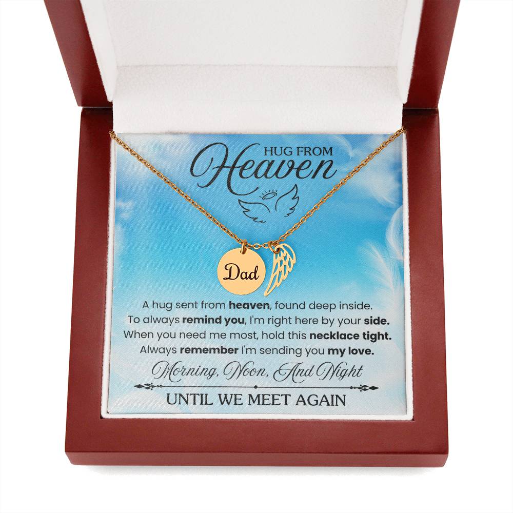 Until We Meet Again Remembrance Necklace for Dad Angel Wing Charm Stainless Steel or 18k Gold Finish-Express Your Love Gifts