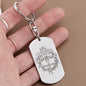 Man of God Cross 1 Timothy 6:11 Engraved Dog Tag Bible Keychain Stainless Steel or 18k Gold-Express Your Love Gifts