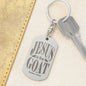 Jesus is the GOAT Matthew 28.18 Engraved Dog Tag Keychain Stainless Steel or 18k Gold-Express Your Love Gifts