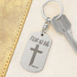Fear No Evil Psalm 23.4 Engraved Dog Tag Keychain Stainless Steel or 18k Gold-Express Your Love Gifts