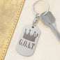 GOAT Greatest of All Time Engraved Dog Tag Keychain Stainless Steel or 18k Gold-Express Your Love Gifts