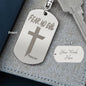 Fear No Evil Psalm 23.4 Engraved Dog Tag Keychain Stainless Steel or 18k Gold-Express Your Love Gifts