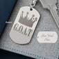 GOAT Greatest of All Time Engraved Dog Tag Keychain Stainless Steel or 18k Gold-Express Your Love Gifts