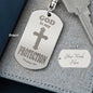 God is My Protection Psalm 91 Engraved Dog Tag Keychain Stainless Steel or 18k Gold-Express Your Love Gifts