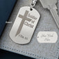 Soldier of Christ 2 Tim 2:3 Engraved Dog Tag Bible Keychain Stainless Steel or 18k Gold-Express Your Love Gifts
