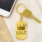 GOAT Greatest of All Time Engraved Dog Tag Keychain Stainless Steel or 18k Gold-Express Your Love Gifts